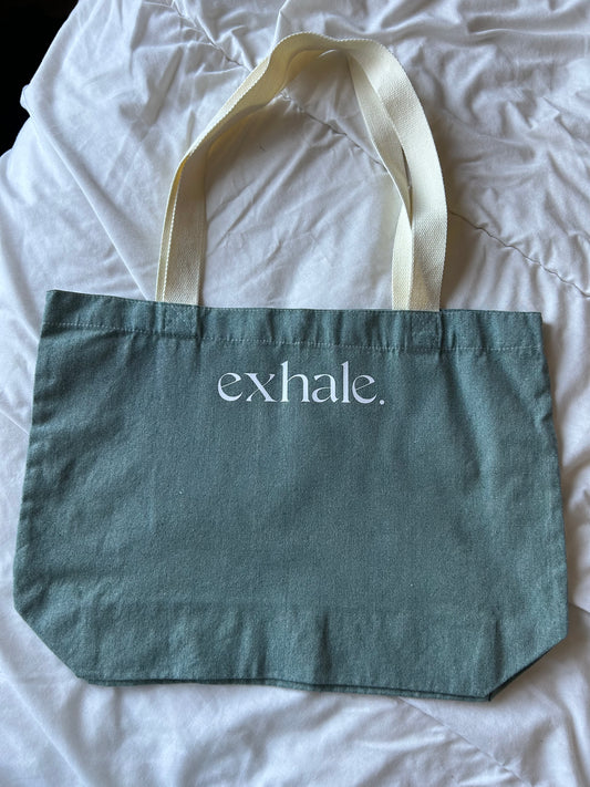 Exhale/Inhale (Green) Tote Bag