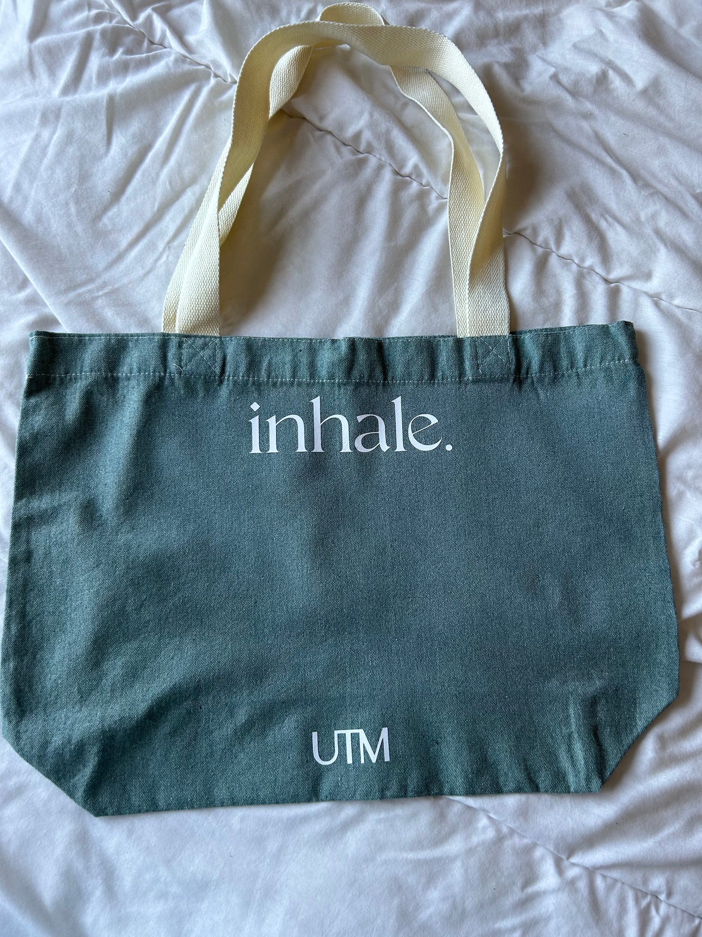 Exhale/Inhale (Green) Tote Bag