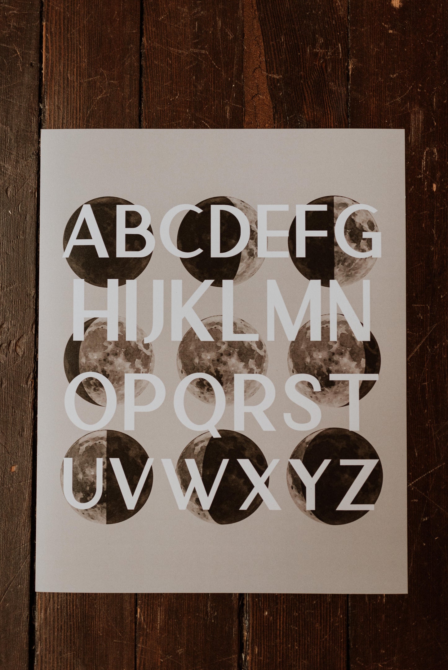 Moon Phase Alphabet Art Print