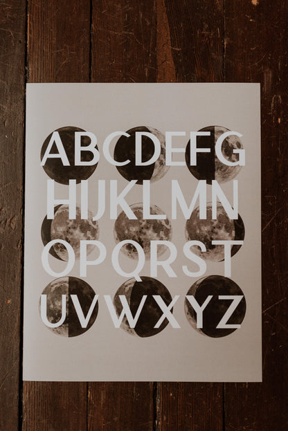 Moon Phase Alphabet Art Print