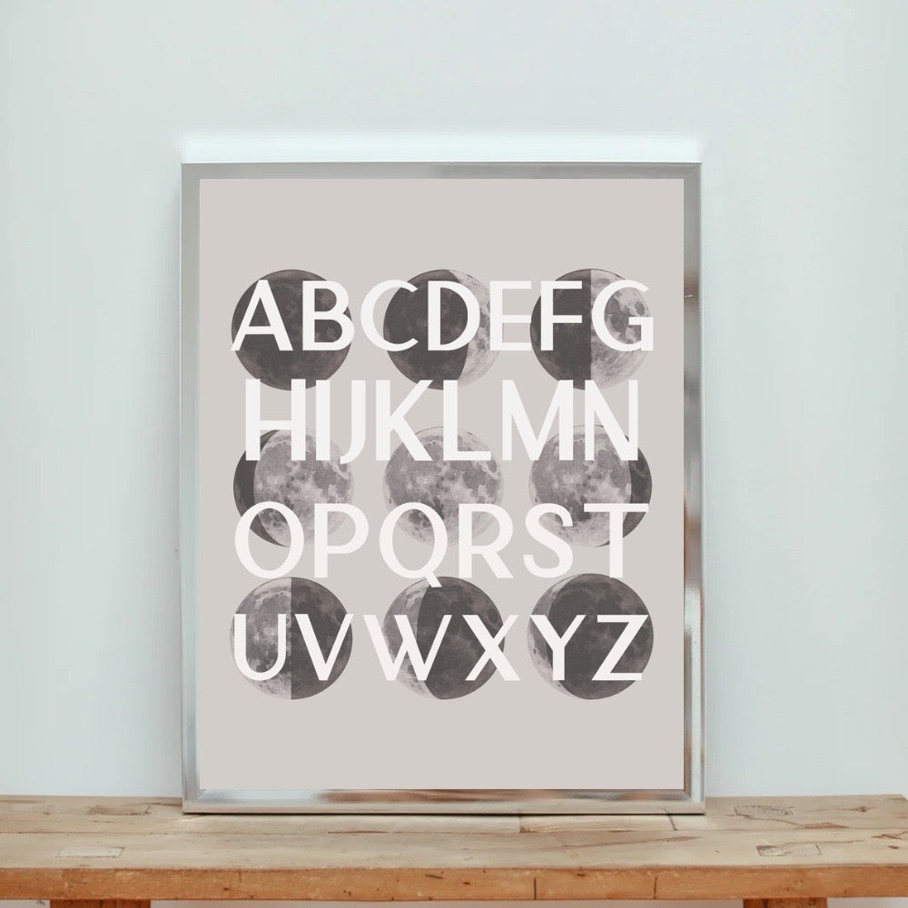 Moon Phase Alphabet Art Print